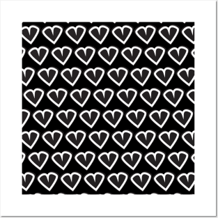 Black and white hearts Posters and Art